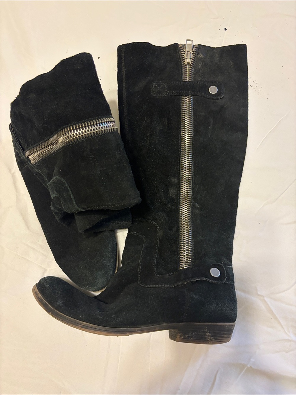Nine West Black Suede Zip Detail Boots
